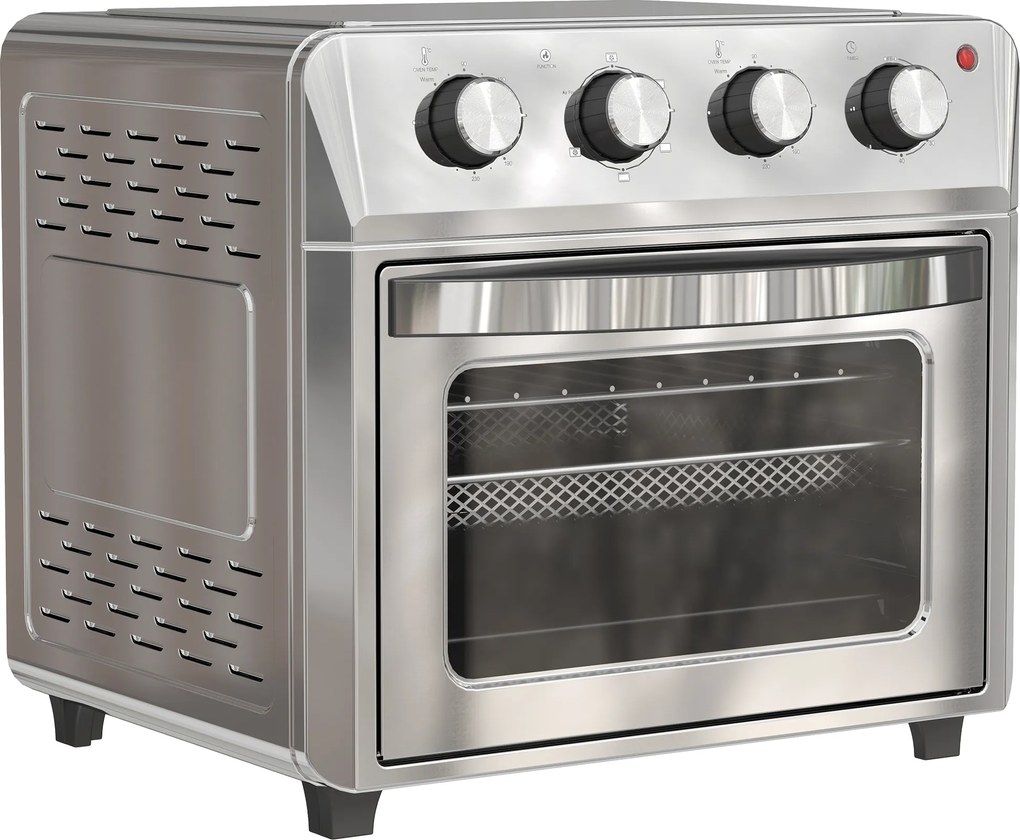 HOMCOM Minipiekarnik z termoobiegiem, frytkownica na gorące powietrze, 6 trybów grzania, timer, akcesoria, 24 l, srebrny