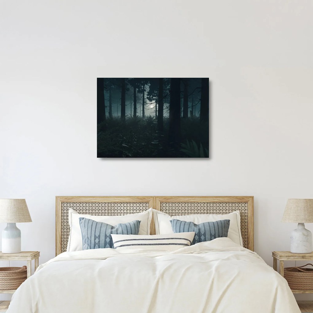 Obraz na szkle - Paproć w świetle księżyca (70x50 cm)
