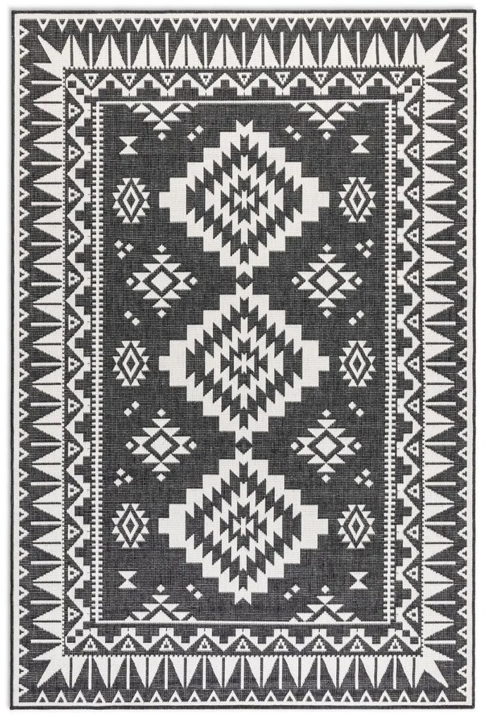Dywan dwustronny zewnętrzny Gemini kremowo-czarny 200 cm x 290 cm