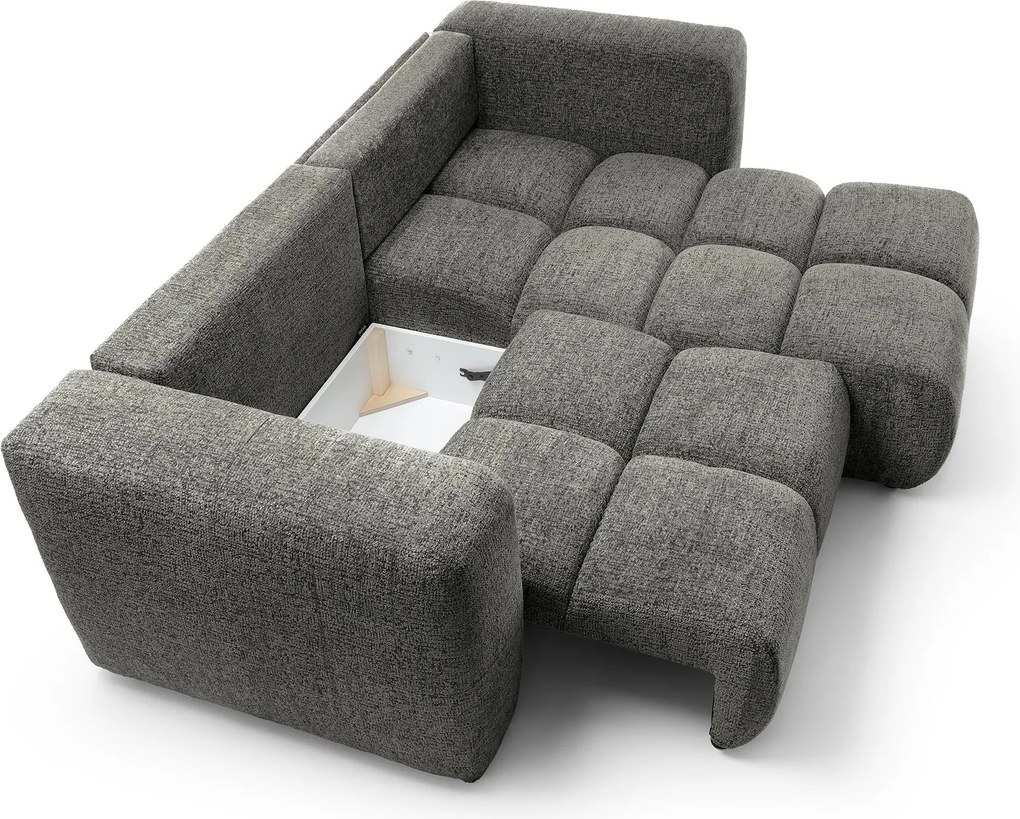 Masseno Narożnik ARTE z funkcją spania i pojemnikiem na pościel Narozniki L, Rozkładana sofa - Szary, BELLO 20