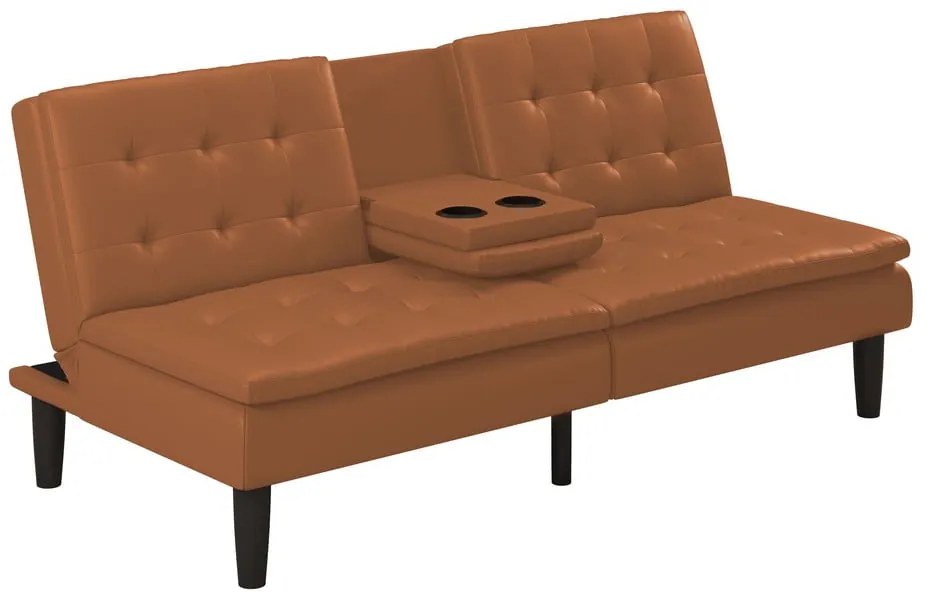 Koniakowa rozkładana sofa z imitacji skóry 191 cm Maine – Støraa
