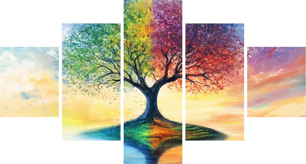Obraz – Malowane drzewo czterech pór roku (125x70 cm)