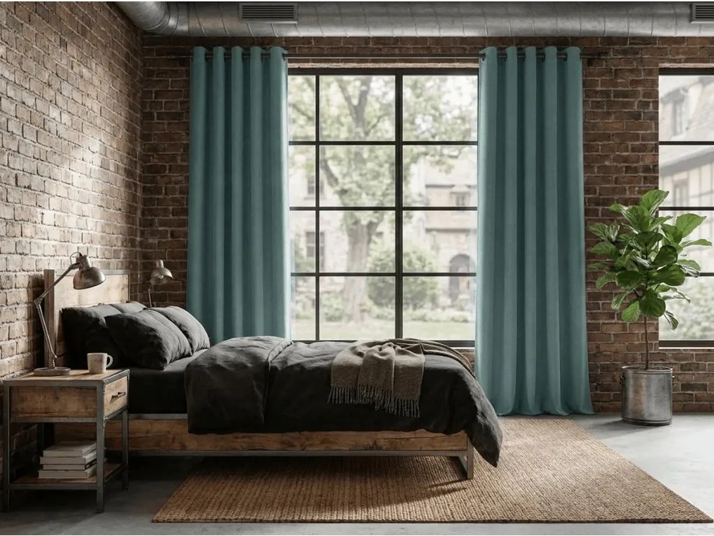 Zasłona zaciemniająca DREAM VELVET 140x250 cm, niebiesko-zielony Zawieszanie: Metalowe pierścienie