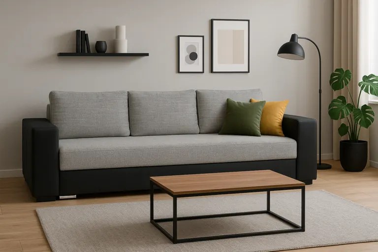 Modna sofa z funkcją spania i pojemnikiem - KAMILA