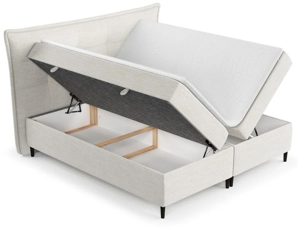 Kremowe łóżko boxspring ze schowkiem 180x200 cm Sinai – Maison de Rêve