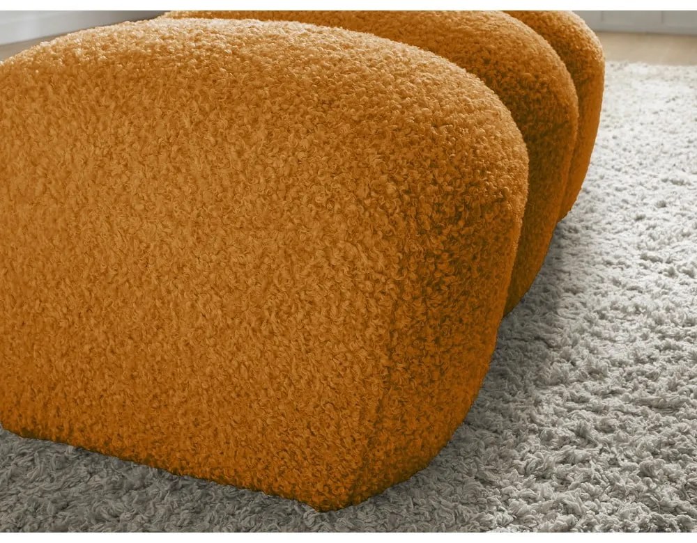 Musztardowy podnóżek z materiału bouclé Hippolyte – Bobochic Paris