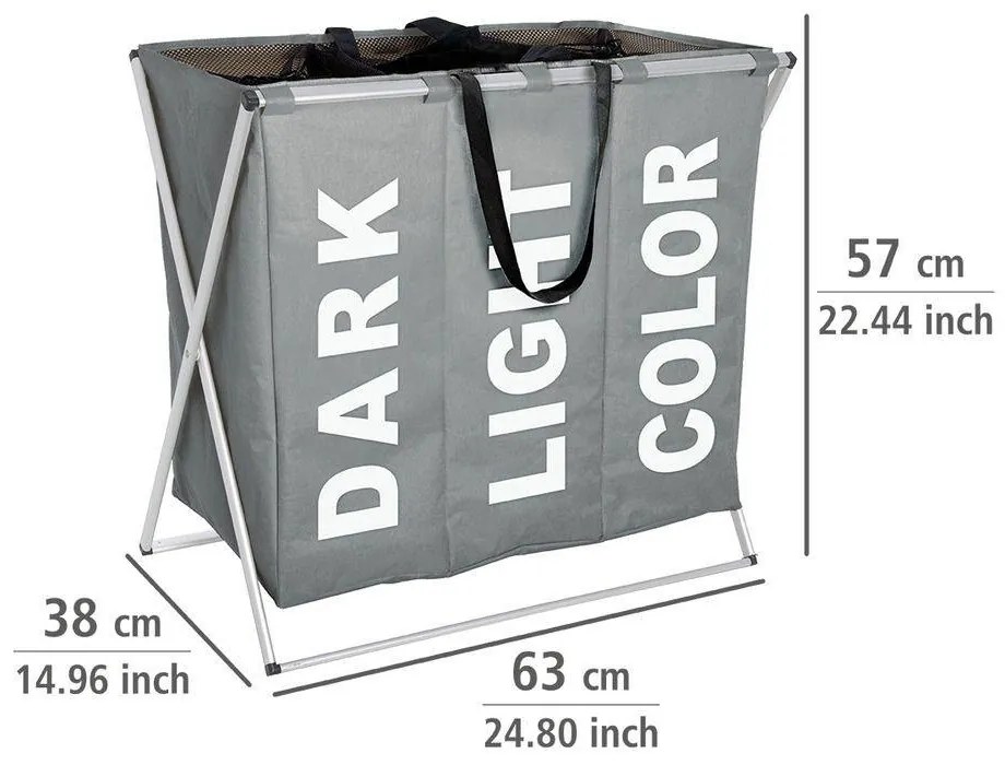 Pojemnik na pranie TRIO GREY - aż 130 litrów, WENKO