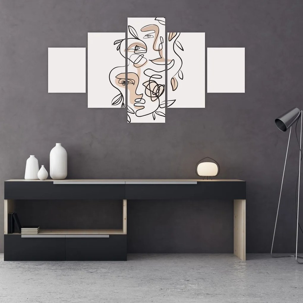Obraz - Makijaż twarzy ze sztuką linii (125x70 cm)