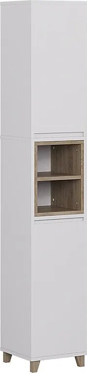 Szafka łazienkowa biały/dąb 30x30x170 elnor