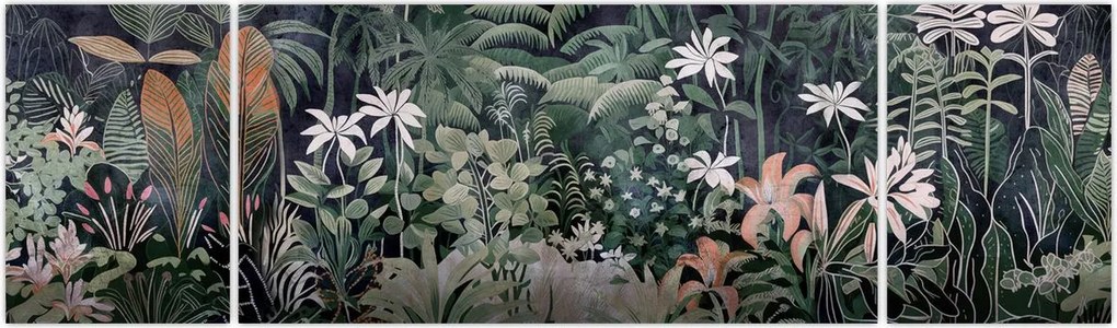 Obraz - Malowany wzór dżungli (170x50 cm)