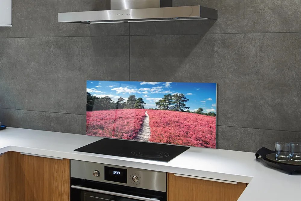 Szkło do Kuchni na Ścianę Wrzosowisko na Skraju Lasu