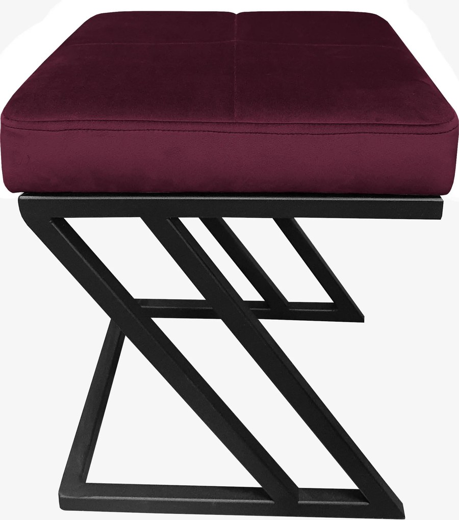 Pufa ZETA tkanina Welur loft ławka podnóżek metal : Kolor Stelaża - Czarny , Kolor tkaniny - VELVET - MG02, Typ tkaniny - Velvet