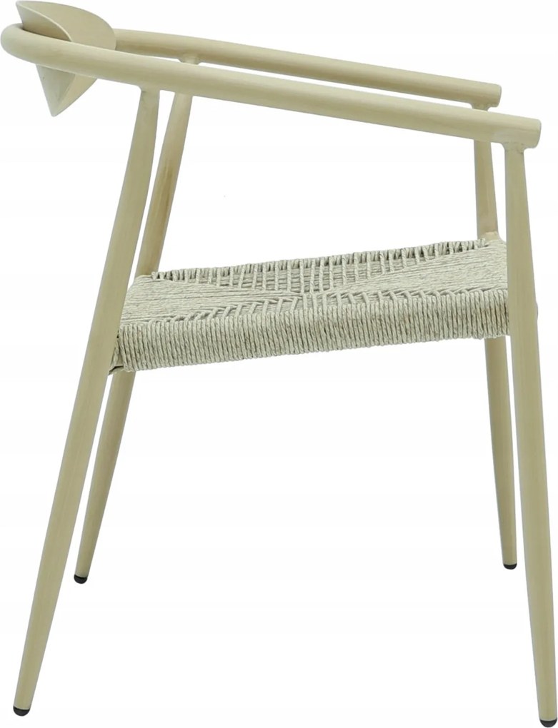 Krzesło Ogrodowe Beżowe 56x61x74,5 cm Plecione Naturalne Sznurki Nowoczesne