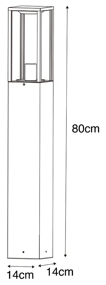 Zewnetrzna Inteligentna lampa podłogowa zewnętrzna czarna z żebrowanym szkłem 80 cm z WiFi A60 - Charlois Nowoczesny Oswietlenie zewnetrzne