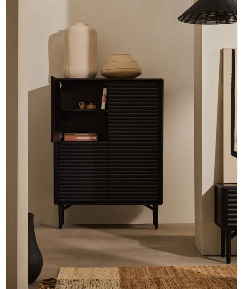 Czarna szafka w dekorze dębu 104,5x144x40 cm Lenon – Kave Home