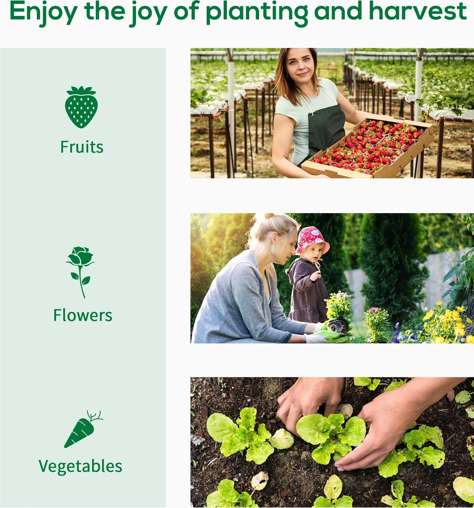 Outsunny Szklarnia z bocznym oknem, rolkowymi drzwiami, wiatroodporna, stalowa rama, plandeka z tworzywa sztucznego, biały, 200 x 68 x 196 cm