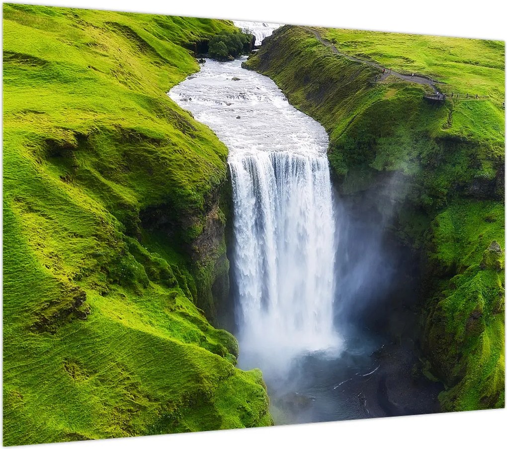 Obraz na szkle - Wodospad Skogafoss (70x50 cm)