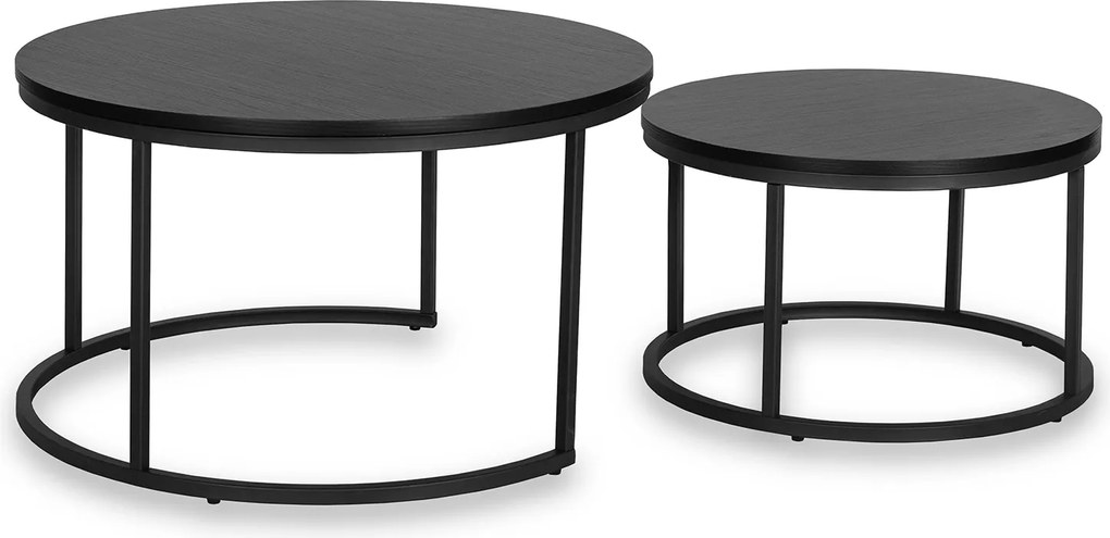 Zestaw Stolików Kawowych MANU MAX 60 cm/80 cm Czarny Nowoczesny Loft