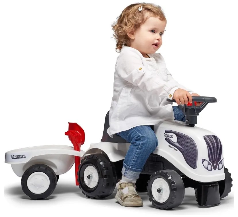 Falk traktorek baby valtra biały z przyczepką + akc. od 1 roku