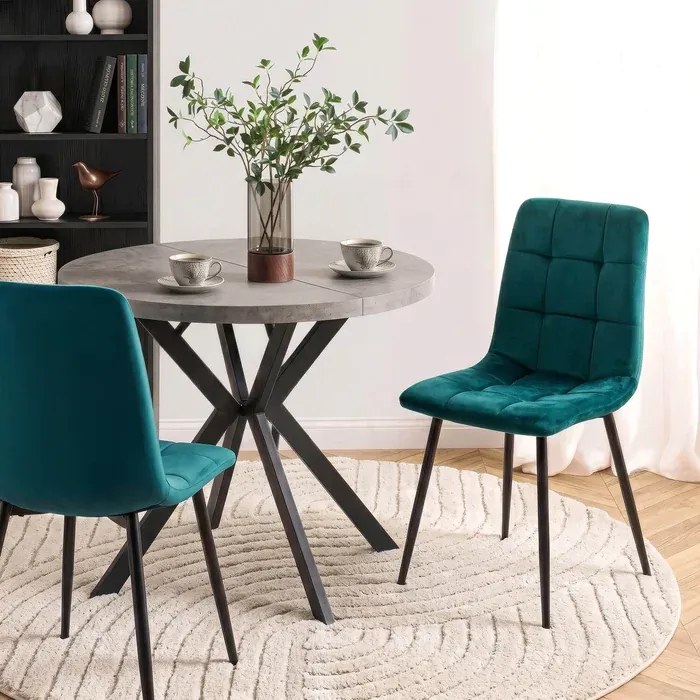Krzesło Tapicerowane do Jadalni PERU Turkusowe Welurowe Nowoczesne