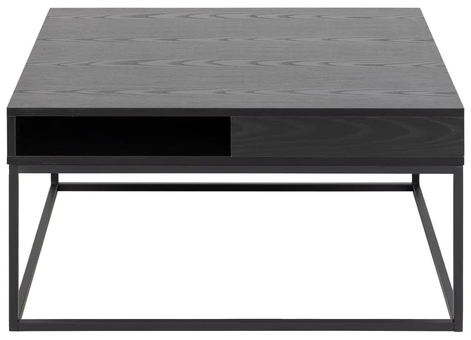 Czarny stolik z blatem w dekorze jesionu 80x80 cm Willford – Actona