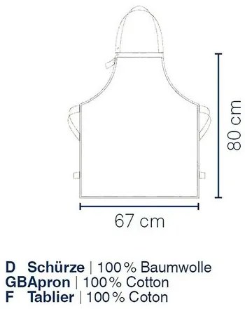 Kela Fartuch Svea, 100% bawełna, mroźny niebieski, liście