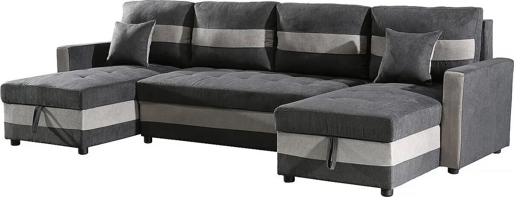Panoramiczna rozkładana sofa "Antoine" ze schowkami - 5-osobowa - Ciemnoszary/jasnoszary