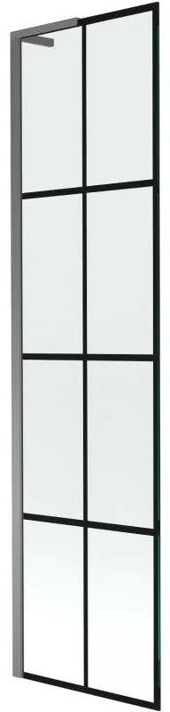 Mexen Next L parawan nawannowy 1-skrzydłowy 50 x 150 cm, czarna kratka, gun metal - 895-050-000-03-77-95