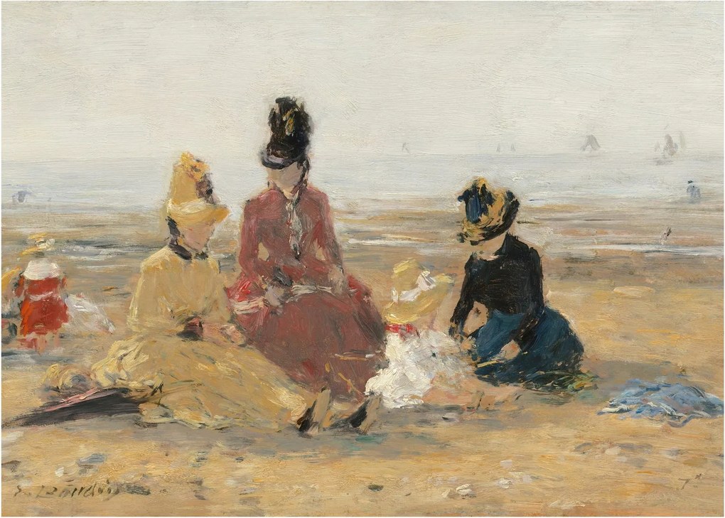 Obraz na szkle - Eugène Boudin, On the Beach, Trouville, reprodukcje (70x50 cm)
