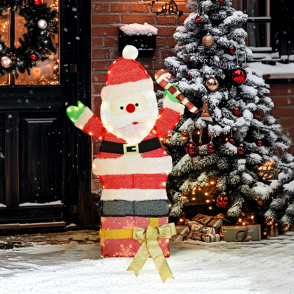 Outsunny Mikołaj LED 93 cm z 97 ciepłymi LED — stalowy stelaż, do wnętrz i na zewnątrz