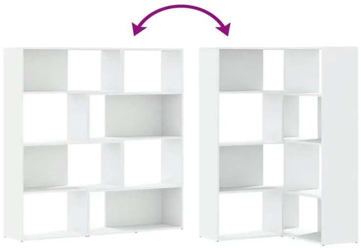 Narożny biały 4-poziomowy regał na książki R5-R25