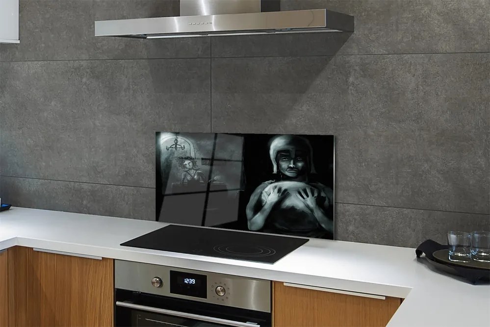 Panel szklany do Kuchni Mroczne Sylwetki