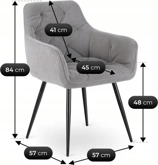 Krzesło Tapicerowane do Salonu MODESTO Szare Nowoczesne Loft