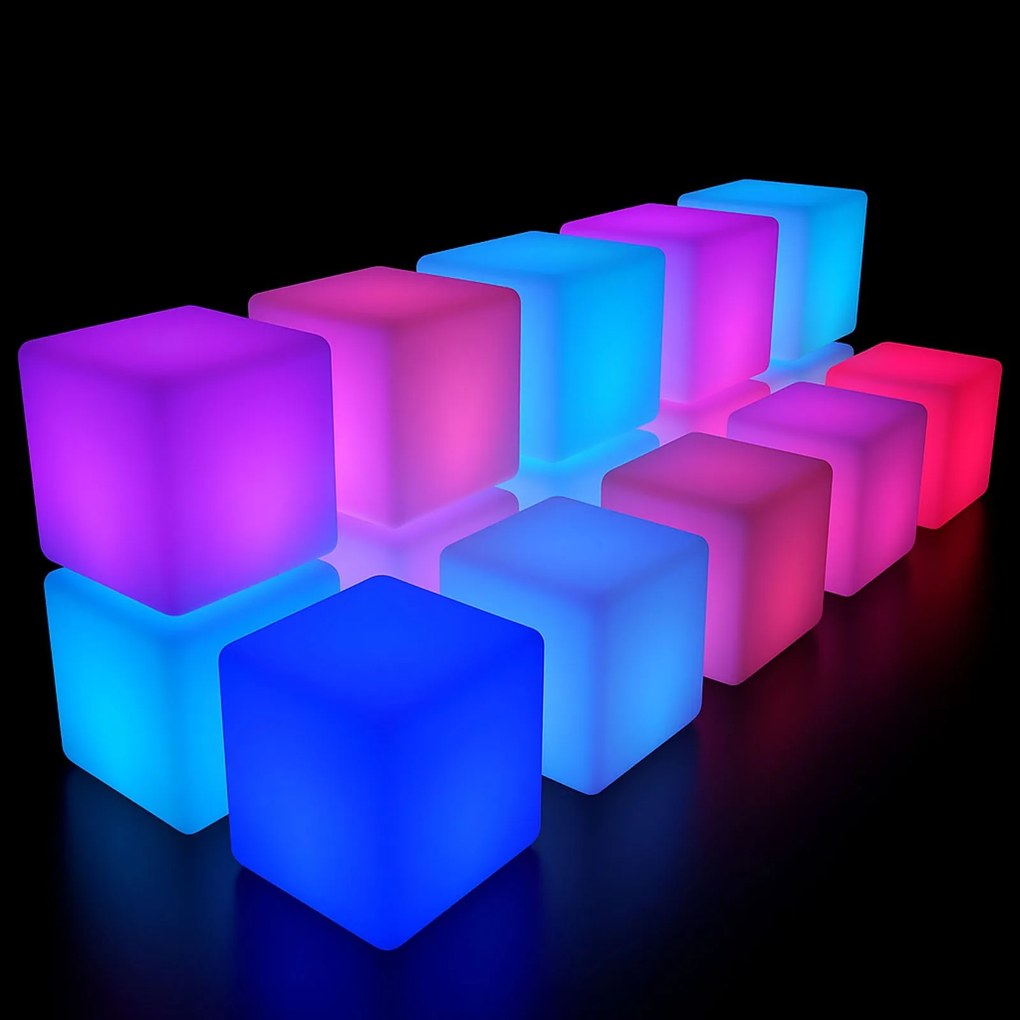 Podświetlany stołek/taboret LED, 40 x 40 x 40 cm