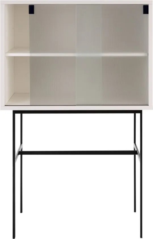 Szarobeżowa witryna z drzwiami przesuwnymi 70x109x40 cm Lekko – noo.ma