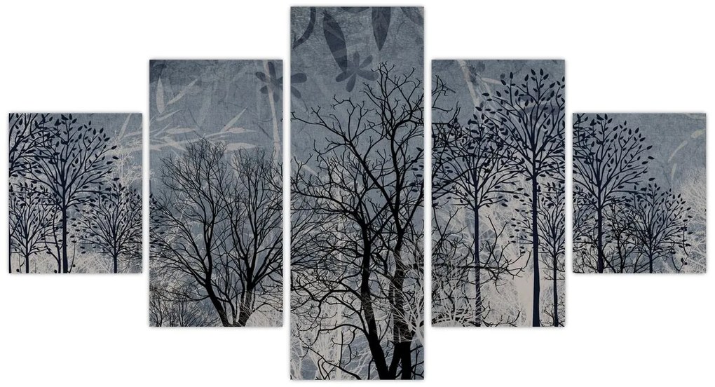 Obraz - Sylwetki drzew z liśćmi (125x70 cm)