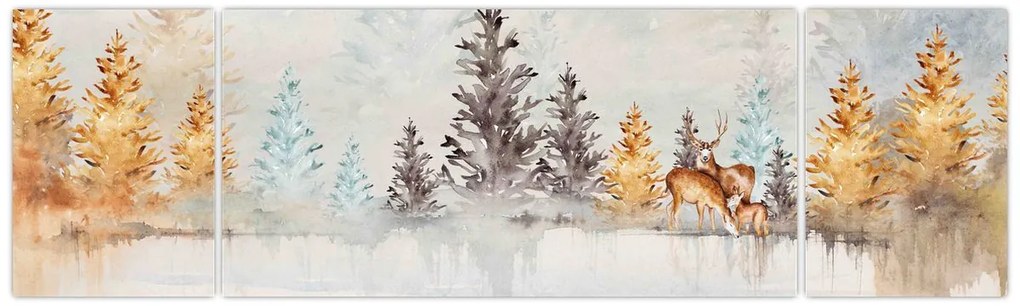 Obraz - Akwarelowy las (170x50 cm)