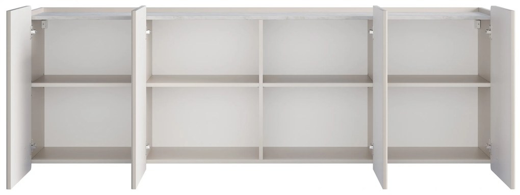 Komoda Malmi 200 cm czterodrzwiowa wisząca - kaszmir / crema bianca / czarny