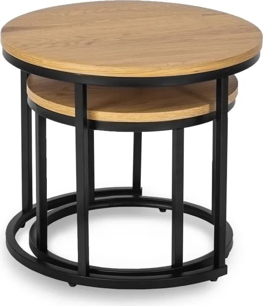 Zestaw Stolików Kawowych DELIA 43 cm/53 cm Dąb Złoty Nowoczesny Loft