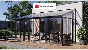 Weranda z aluminium i poliwęglanu odporna na UV - 15,8 m² - antracytowy - MATHILDA