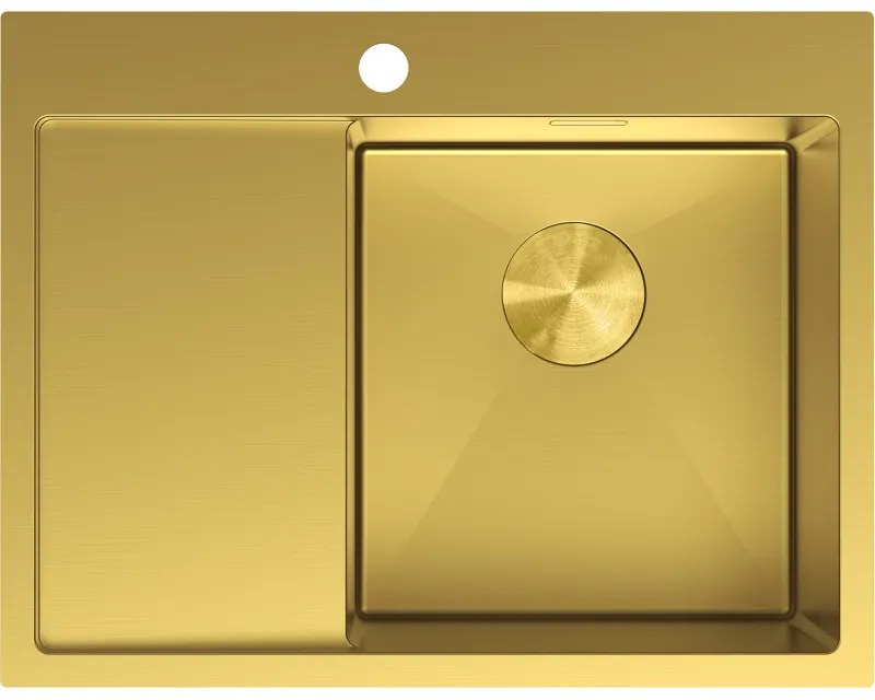 Mexen Exar zlewozmywak stalowy 1-komorowy z ociekaczem prawy 620 x 480 mm, złoty - 6432621005P-55