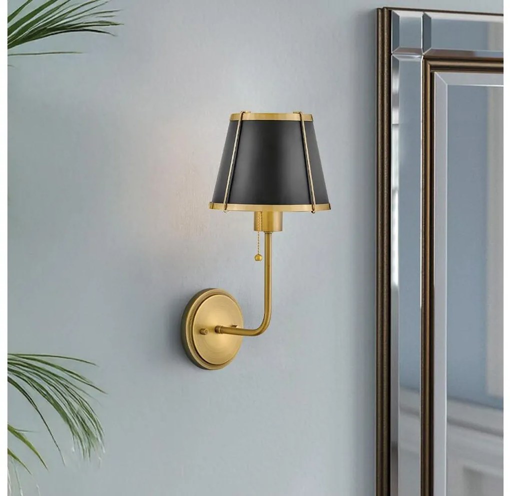 Hinkley HK-CLARKE1-BR-BK - Kinkiet CLARKE 1xE27/40W/230V mosiądz/czarny