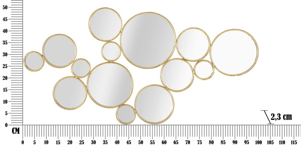 Kompozycja luster w złotej ramie, 100 x 51,5 cm