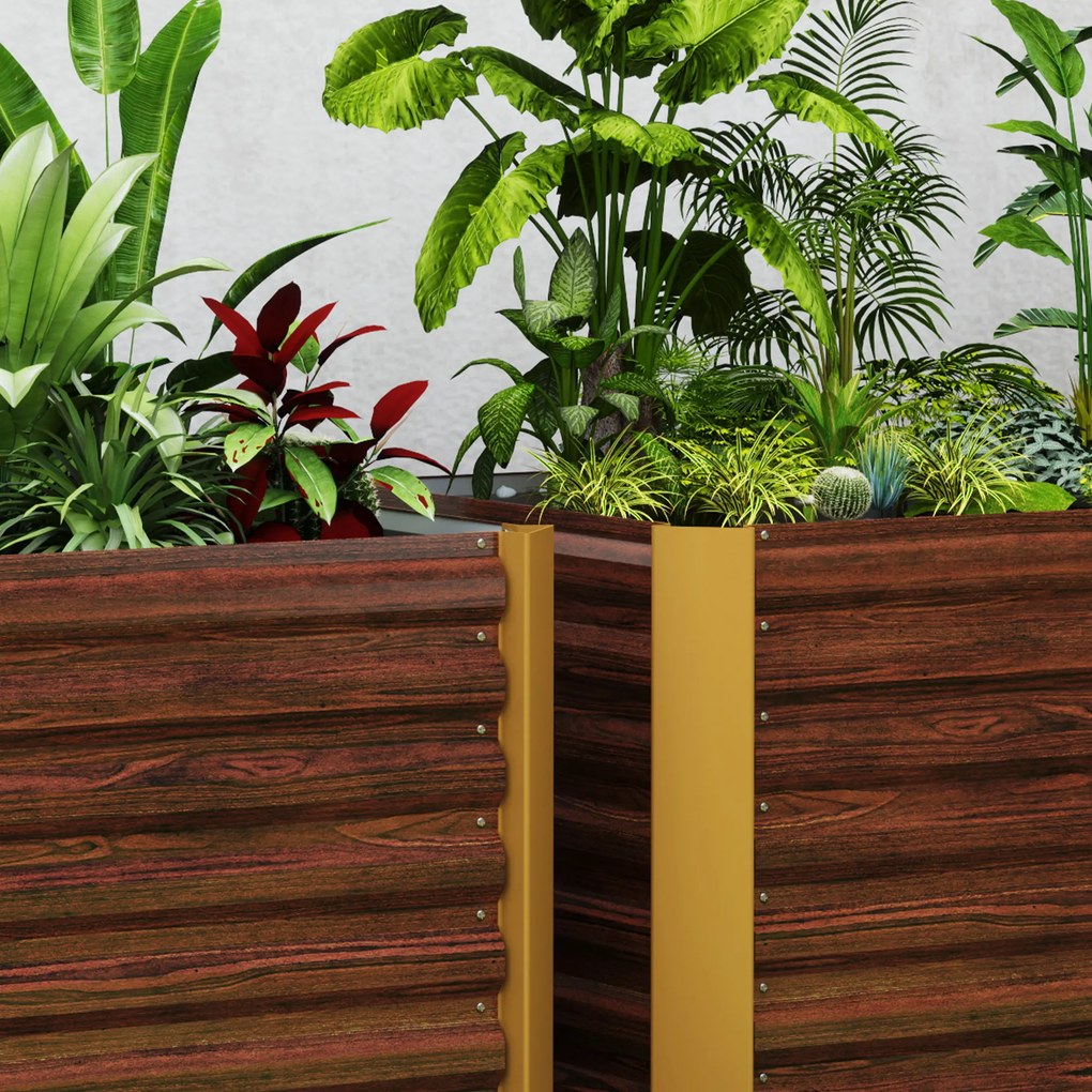 Outsunny Zestaw 2 wysokich grządek, donica, extra głęboka, metalowa, 120 x 60 x 60 cm Brąz