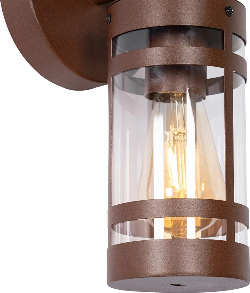 Lampa ścienna zewnętrzna brązowa rdza IP44 z czujnikiem zmierzchu - Ruben