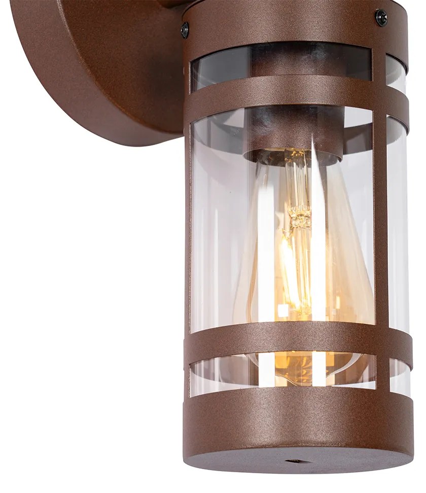 Zewnetrzna Lampa ścienna zewnętrzna brązowa rdza IP44 z czujnikiem zmierzchu - RubenPrzemysłowy Oswietlenie zewnetrzne