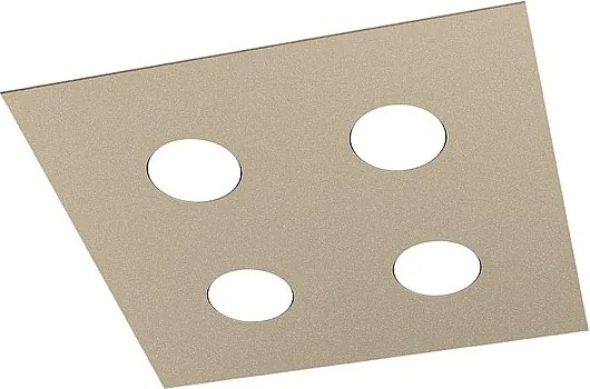 Lampa sufitowa kwadratowa Toplight Area 4-punktowa z oprawką GX53, struktura w kolorze piaskowym, nowoczesny design 40x40x3 cm