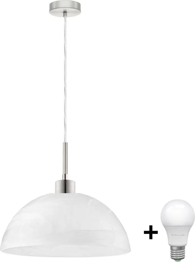 Żyrandol LED na przewodzie, 1xE27/60W/230V, biały/przezroczysty