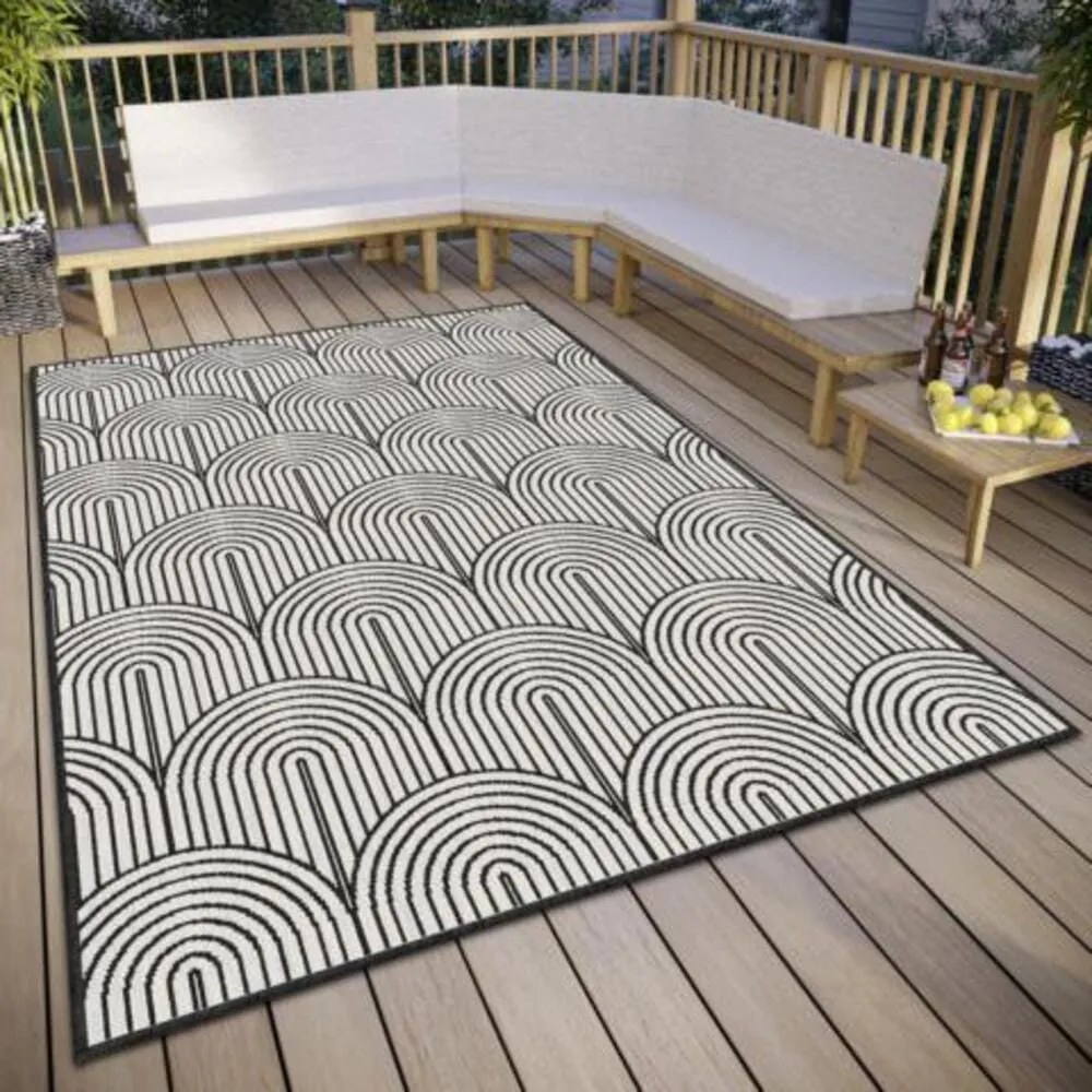 Dywan zewnętrzny dwustronny Pangli czarno-kremowy 80 cm x 150 cm