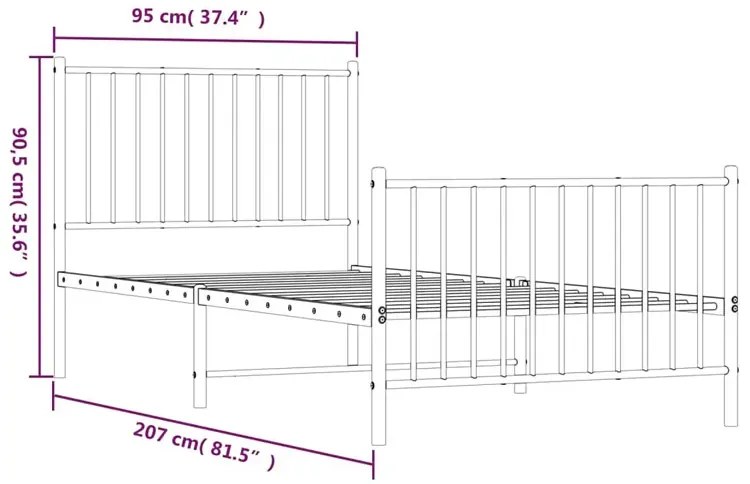 Pojedyncze metalowe łóżko w kolorze białym 90x200 cm Civo